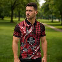 Personalized Hawaii Lahainaluna High School Zipper Polo Shirt Tribal Tattoo With Hibiscus Flowers LT05 - Polynesian Pride