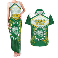 Personalised Cook Islands Ra o te Ui Ariki Couples Matching Tank Maxi Dress and Hawaiian Shirt Polynesian Pattern