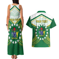 Personalised Cook Islands Ra o te Ui Ariki Couples Matching Tank Maxi Dress and Hawaiian Shirt Polynesian Pattern