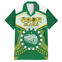 Personalised Cook Islands Ra o te Ui Ariki Family Matching Long Sleeve Bodycon Dress and Hawaiian Shirt Polynesian Pattern LT05 Dad's Shirt - Short Sleeve Green - Polynesian Pride
