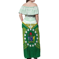 Personalised Cook Islands Ra o te Ui Ariki Family Matching Off Shoulder Maxi Dress and Hawaiian Shirt Polynesian Pattern