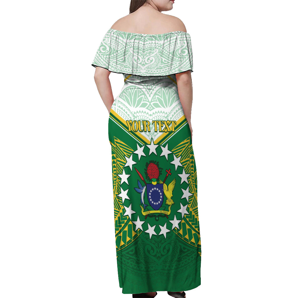 Personalised Cook Islands Ra o te Ui Ariki Off Shoulder Maxi Dress Polynesian Pattern