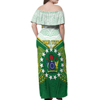 Personalised Cook Islands Ra o te Ui Ariki Off Shoulder Maxi Dress Polynesian Pattern