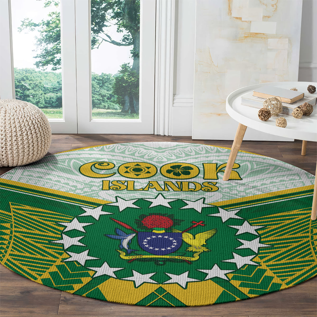 Cook Islands Ra o te Ui Ariki Round Carpet Polynesian Pattern
