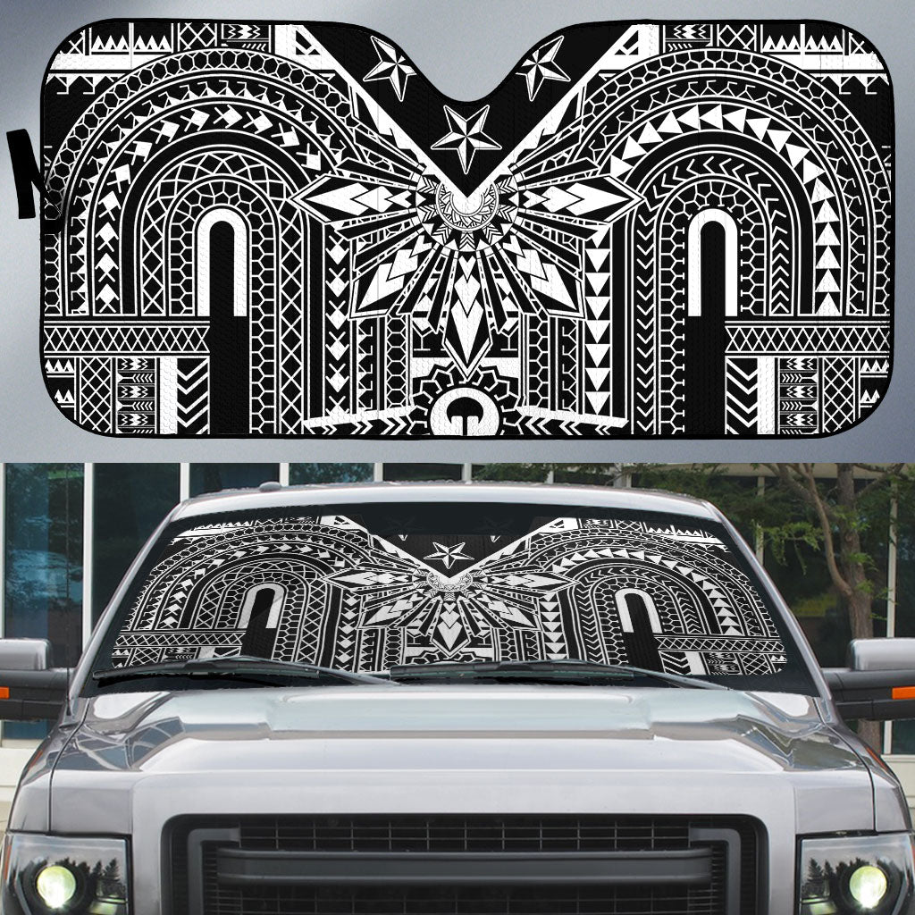 Black Philippines Sun Star Auto Sun Shade Igorot Tribal Inspiration LT05 Black - Polynesian Pride