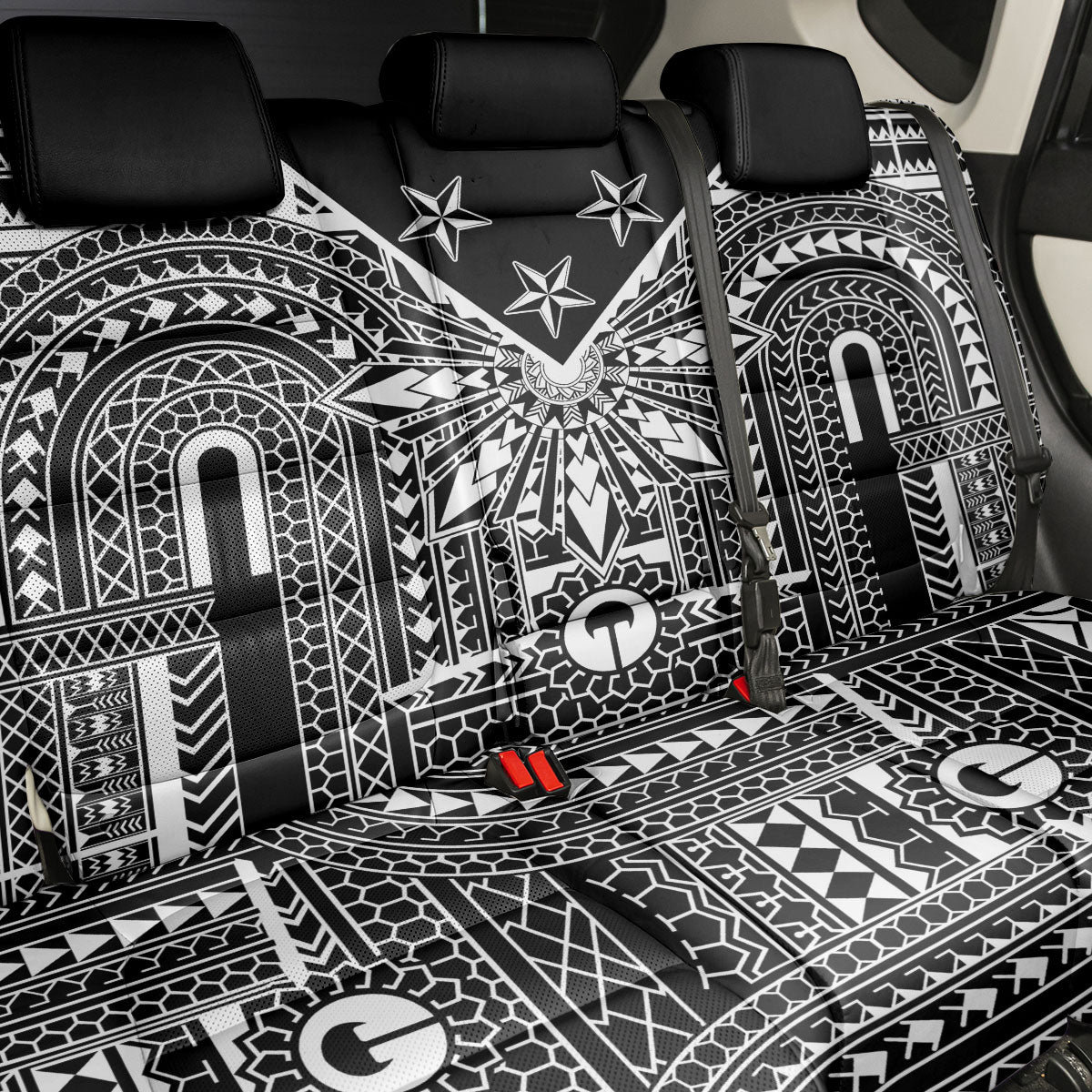 Black Philippines Sun Star Back Car Seat Cover Igorot Tribal Inspiration LT05 - Polynesian Pride