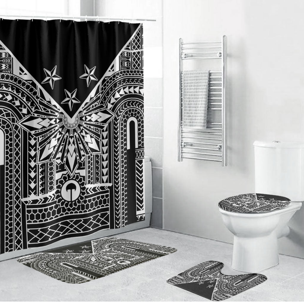 Black Philippines Sun Star Bathroom Set Igorot Tribal Inspiration LT05 Bathroom Set (4 pcs) Black - Polynesian Pride