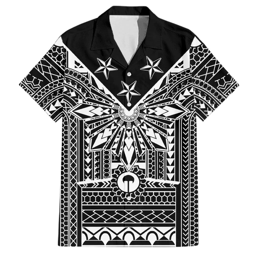 Black Philippines Sun Star Family Matching Short Sleeve Bodycon Dress and Hawaiian Shirt Igorot Tribal Inspiration LT05 Dad's Shirt - Short Sleeve Black - Polynesian Pride