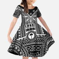 Black Philippines Sun Star Family Matching Tank Maxi Dress and Hawaiian Shirt Igorot Tribal Inspiration LT05 Daughter's Dress Black - Polynesian Pride