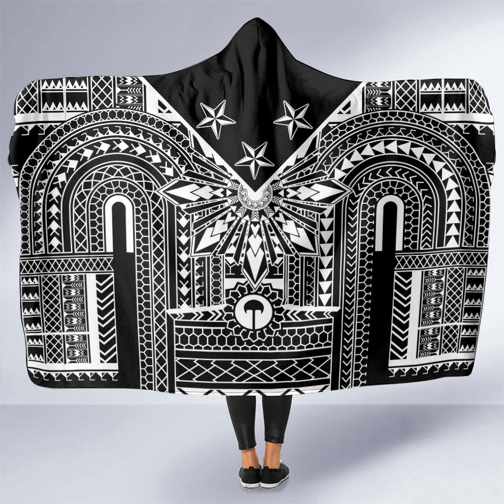 Black Philippines Sun Star Hooded Blanket Igorot Tribal Inspiration