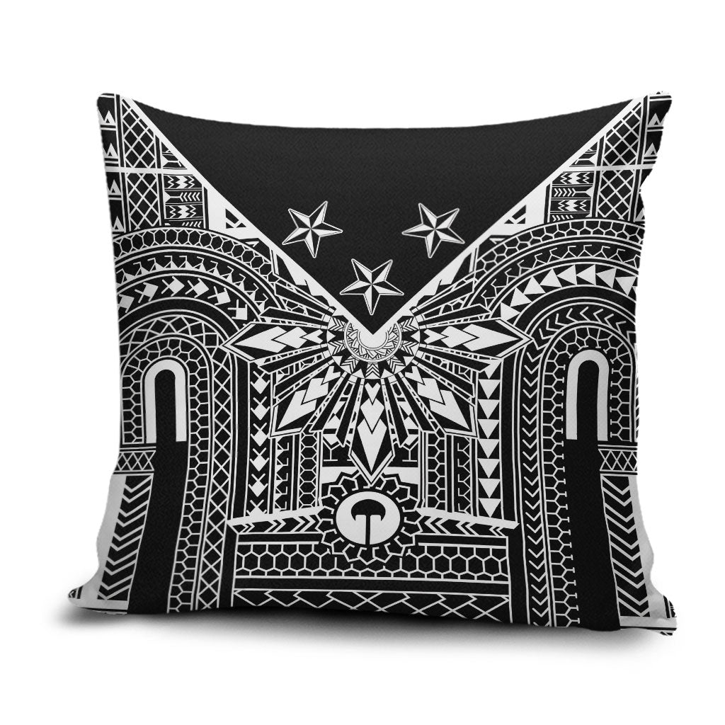 Black Philippines Sun Star Pillow Cover Igorot Tribal Inspiration LT05 Black - Polynesian Pride