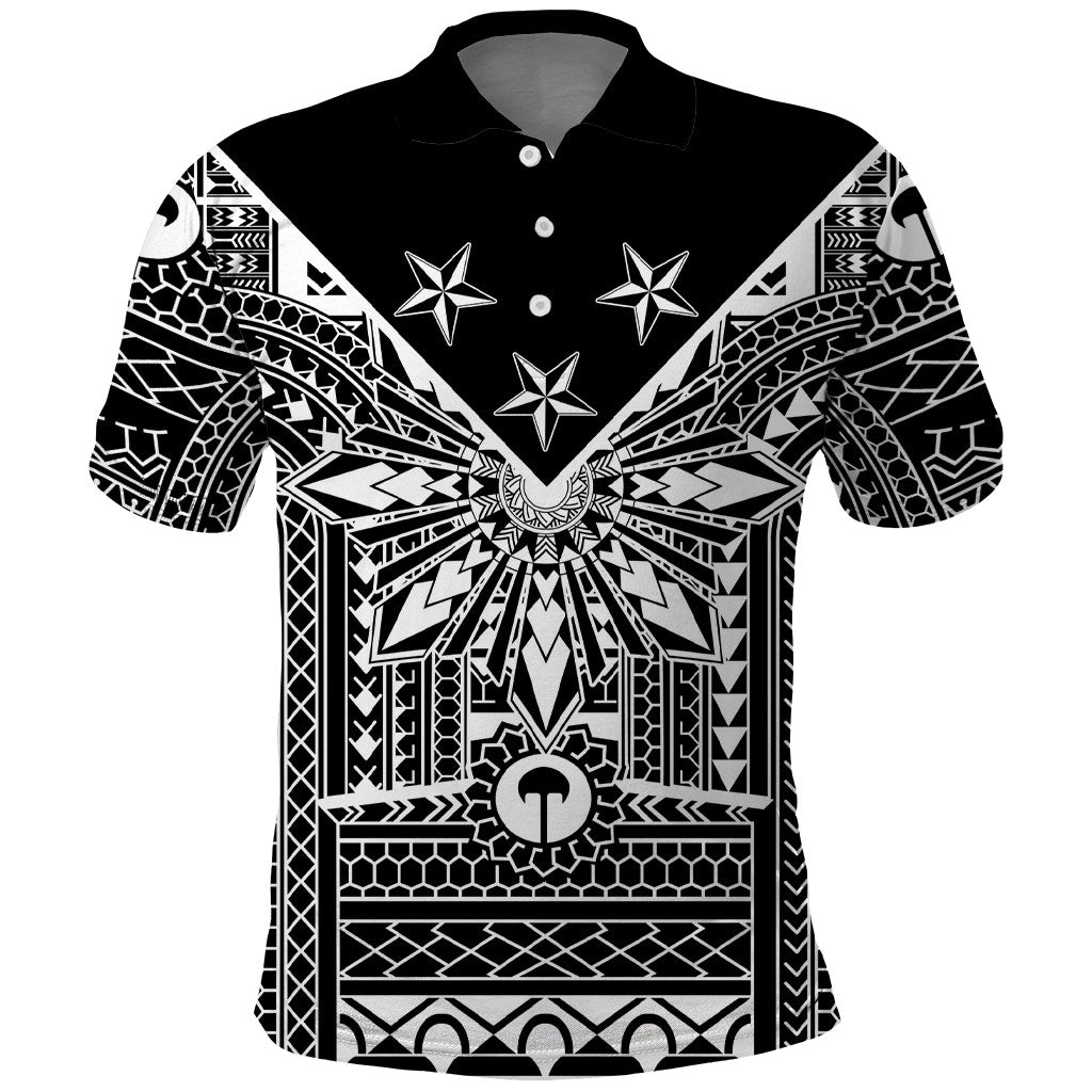 Black Philippines Sun Star Polo Shirt Igorot Tribal Inspiration