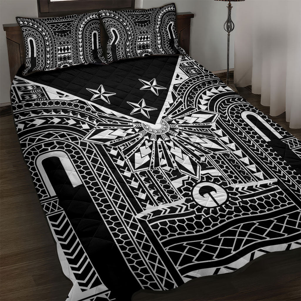 Black Philippines Sun Star Quilt Bed Set Igorot Tribal Inspiration LT05 Black - Polynesian Pride