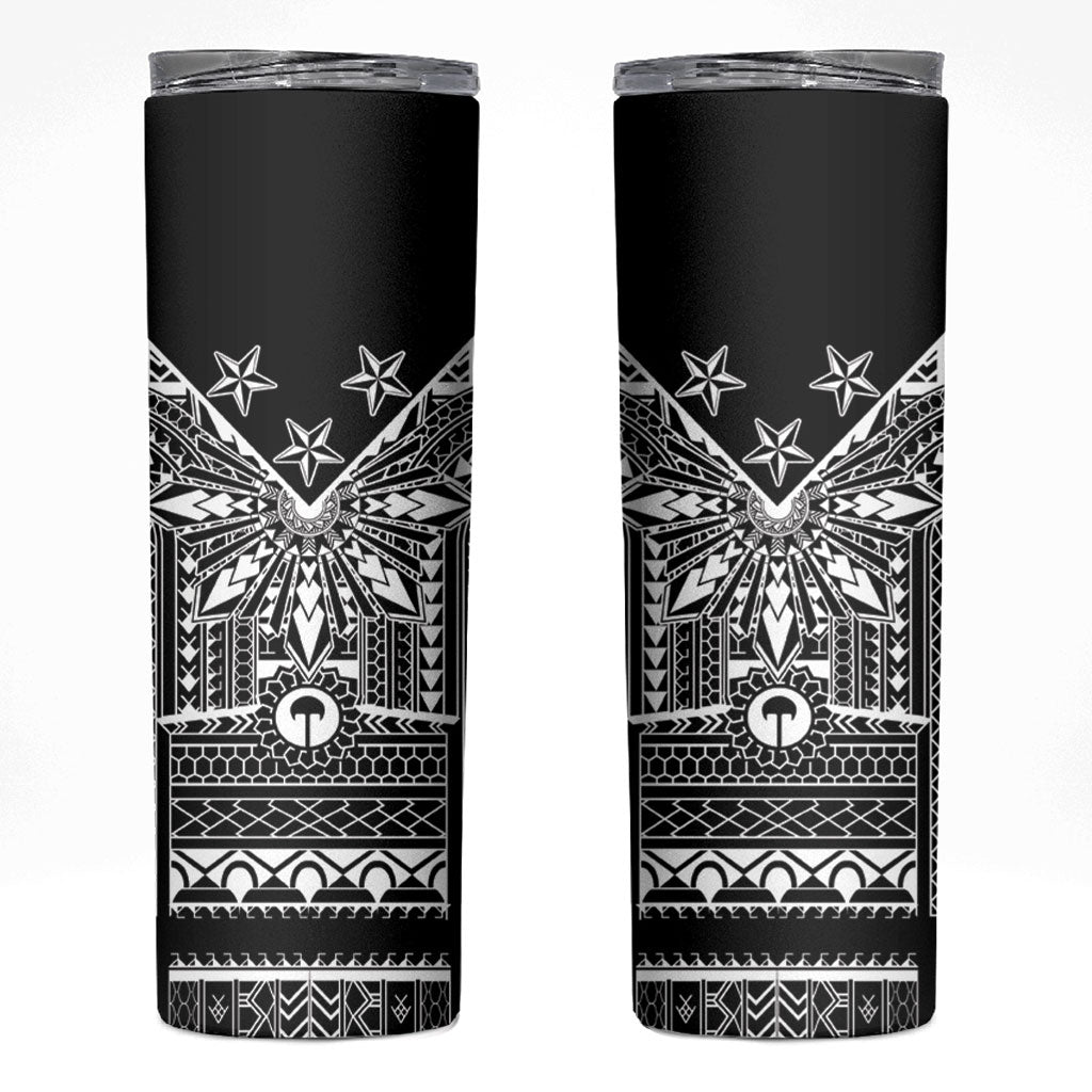 Black Philippines Sun Star Skinny Tumbler Igorot Tribal Inspiration LT05 Black - Polynesian Pride