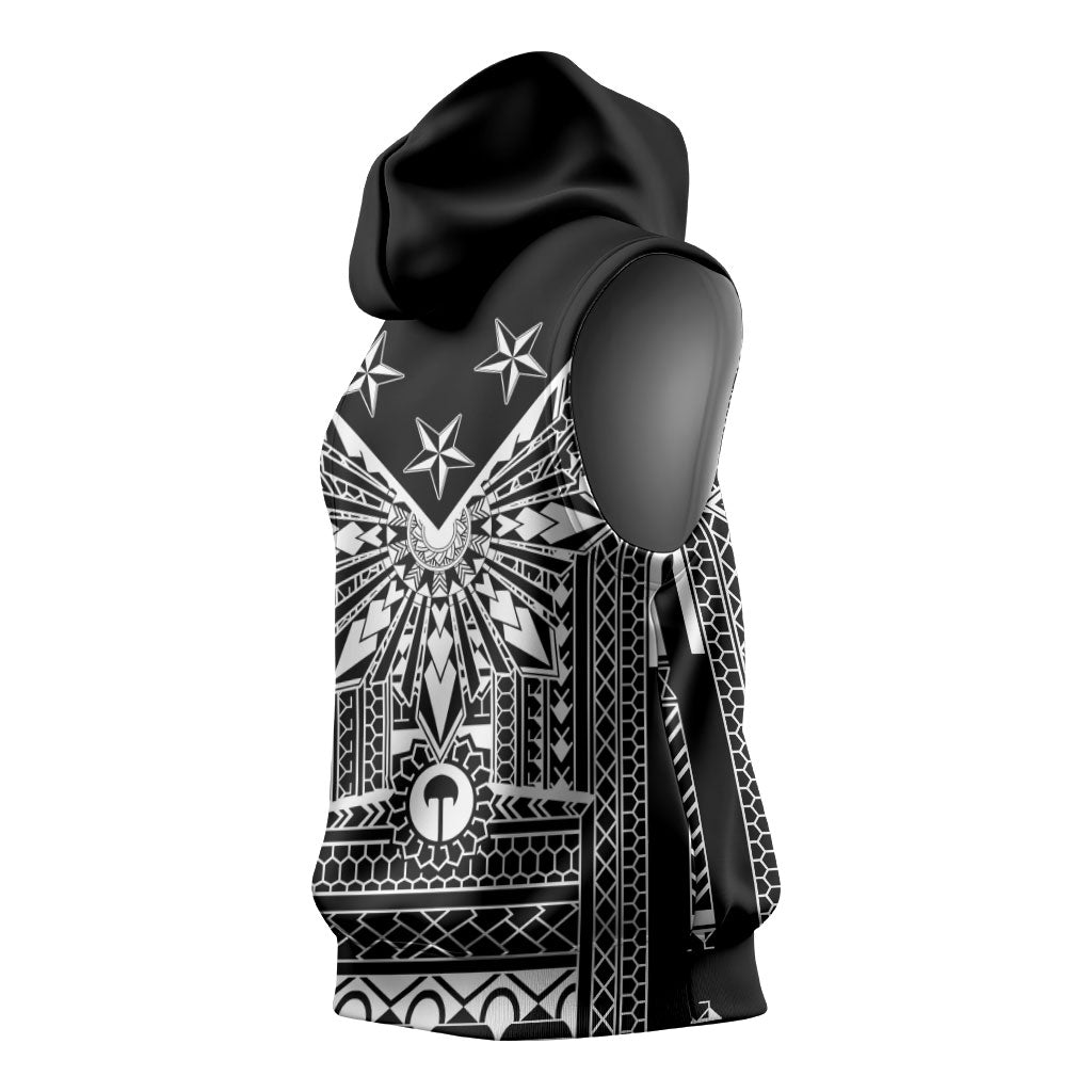 Black Philippines Sun Star Sleeveless Hoodie Igorot Tribal Inspiration LT05 - Polynesian Pride