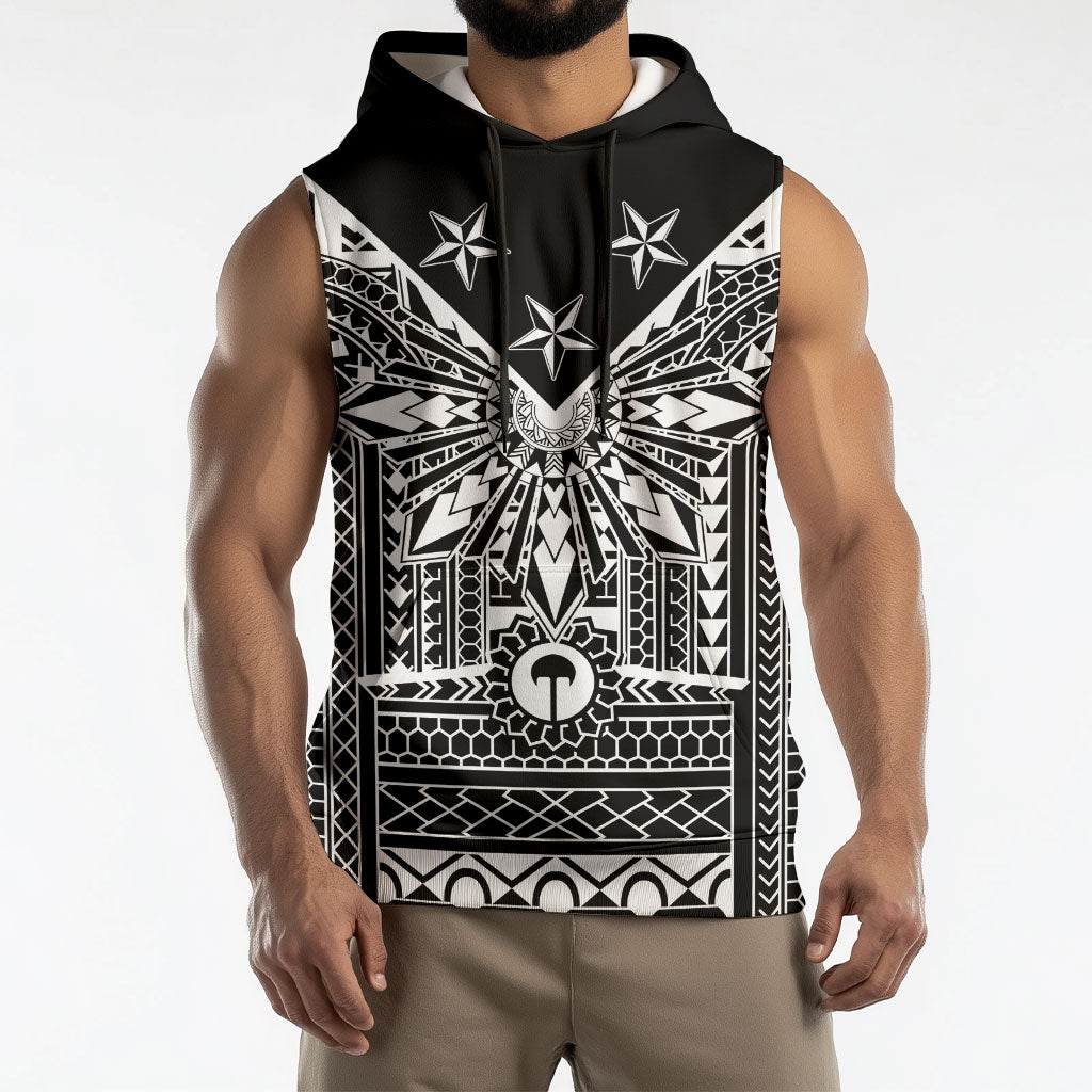 Black Philippines Sun Star Sleeveless Hoodie Igorot Tribal Inspiration LT05 - Polynesian Pride