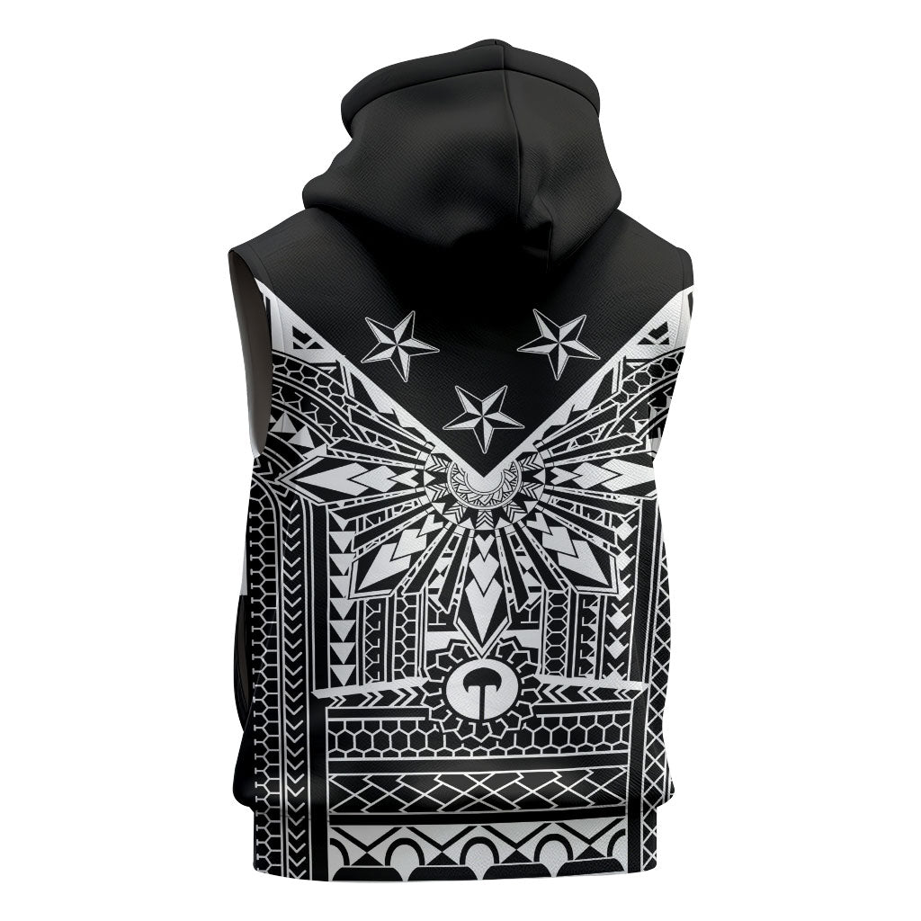 Black Philippines Sun Star Sleeveless Zip Hoodie Igorot Tribal Inspiration LT05 - Polynesian Pride