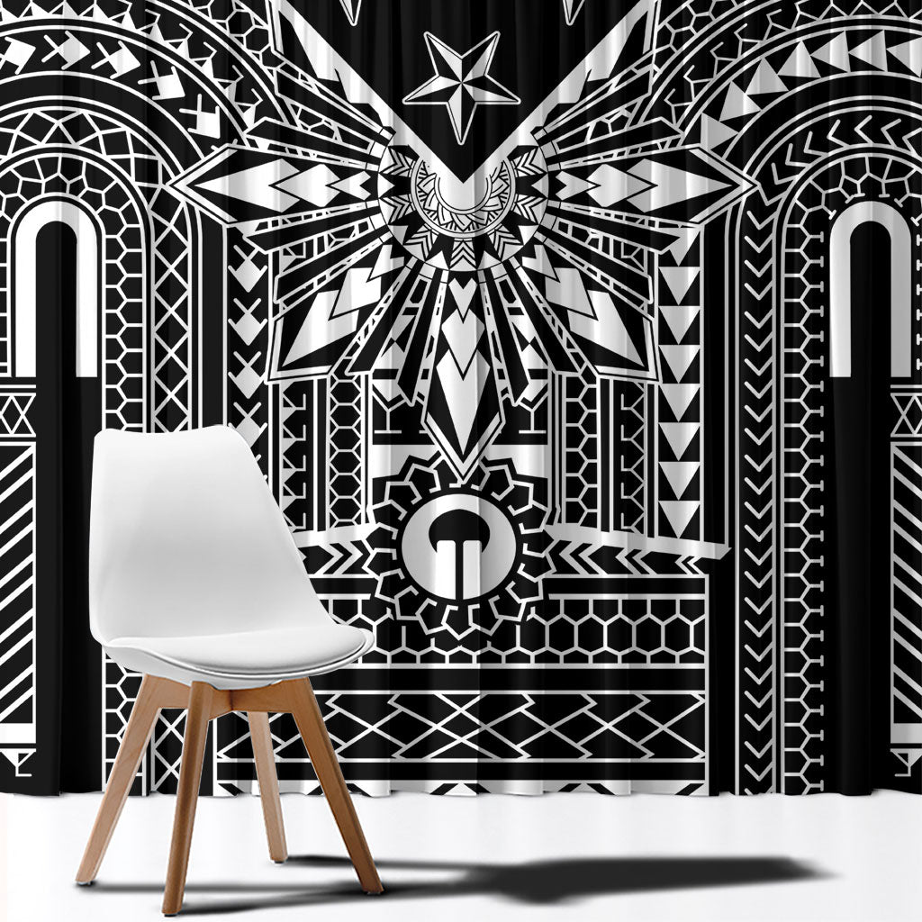 Black Philippines Sun Star Window Curtain Igorot Tribal Inspiration LT05 - Polynesian Pride