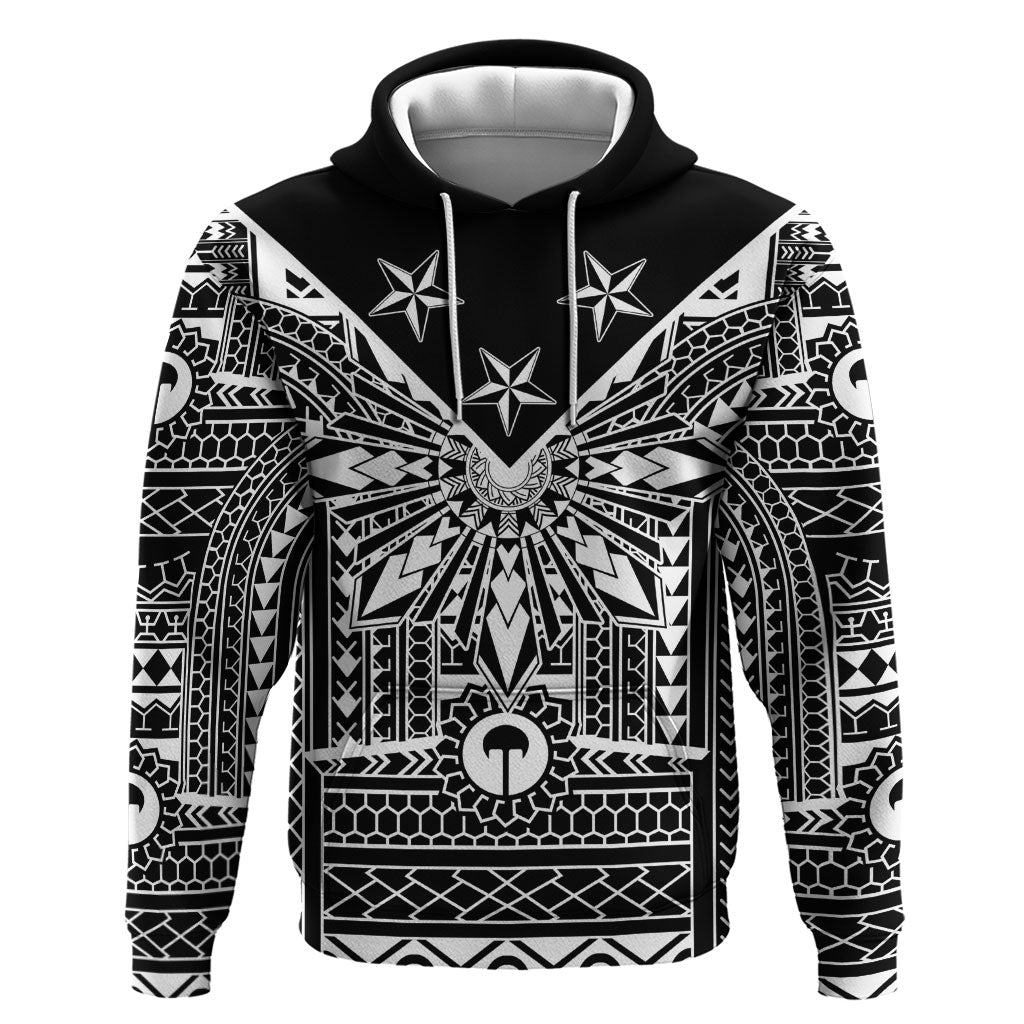 Black Philippines Sun Star Zip Hoodie Igorot Tribal Inspiration LT05 Pullover Hoodie Black - Polynesian Pride