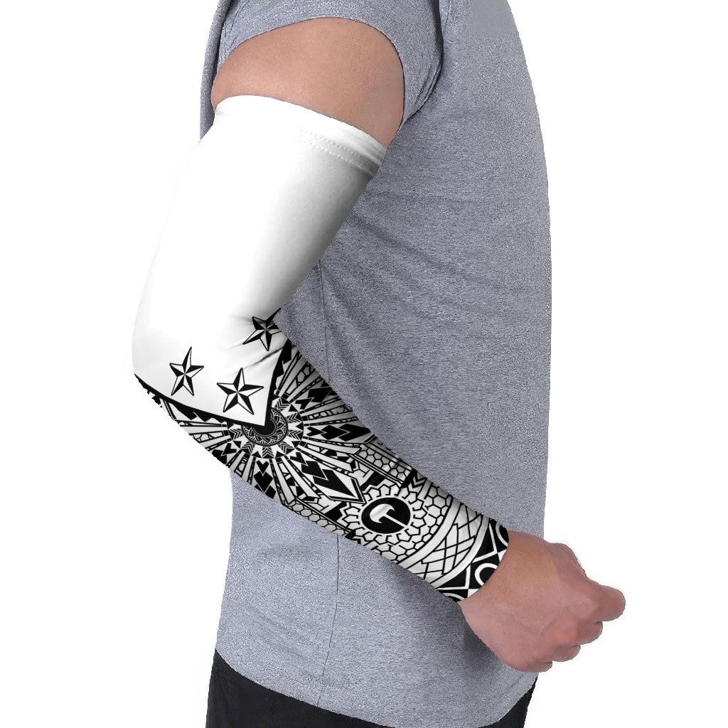 White Philippines Sun Star Arm Sleeves Igorot Tribal Inspiration LT05 - Polynesian Pride