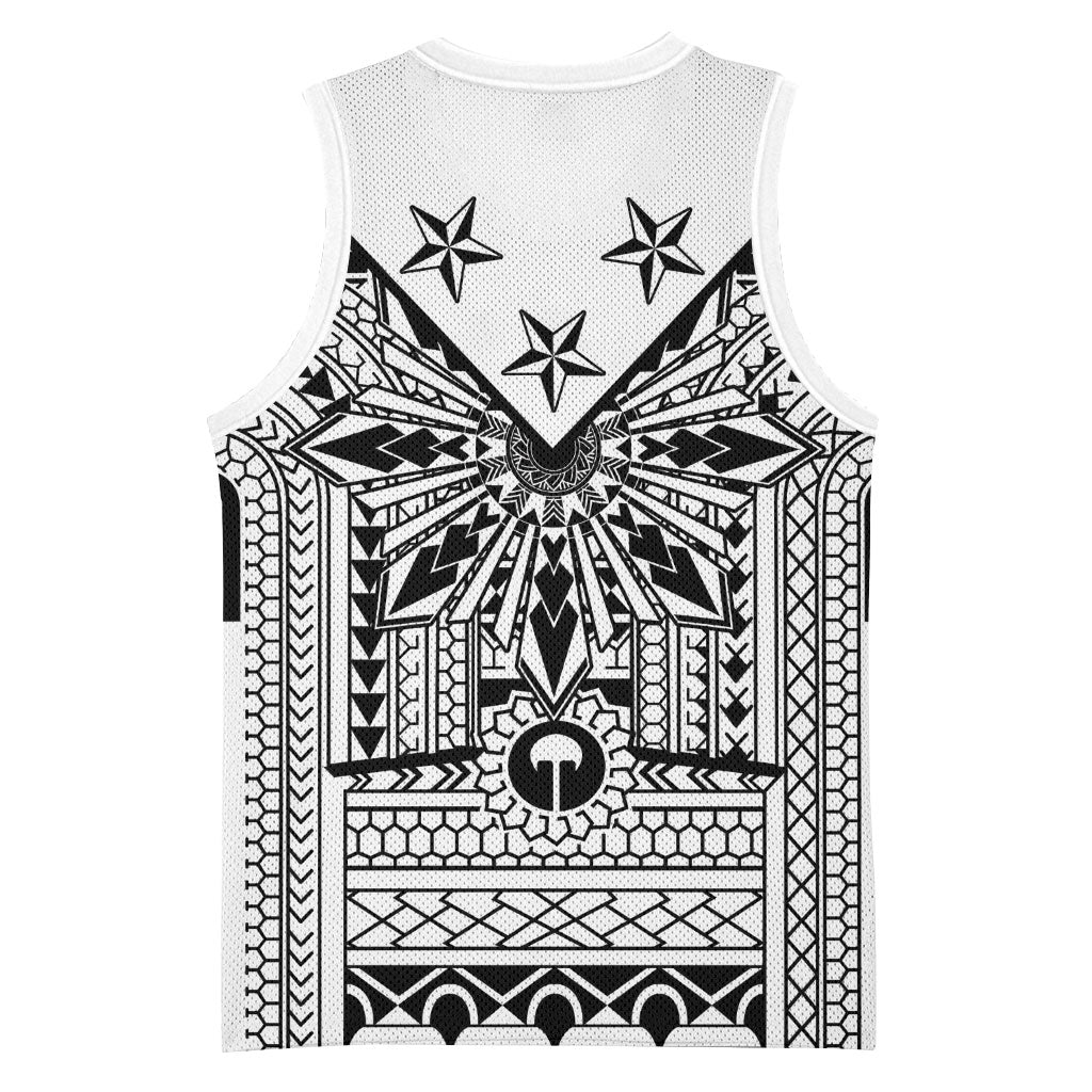 White Philippines Sun Star Basketball Jersey Igorot Tribal Inspiration LT05 - Polynesian Pride