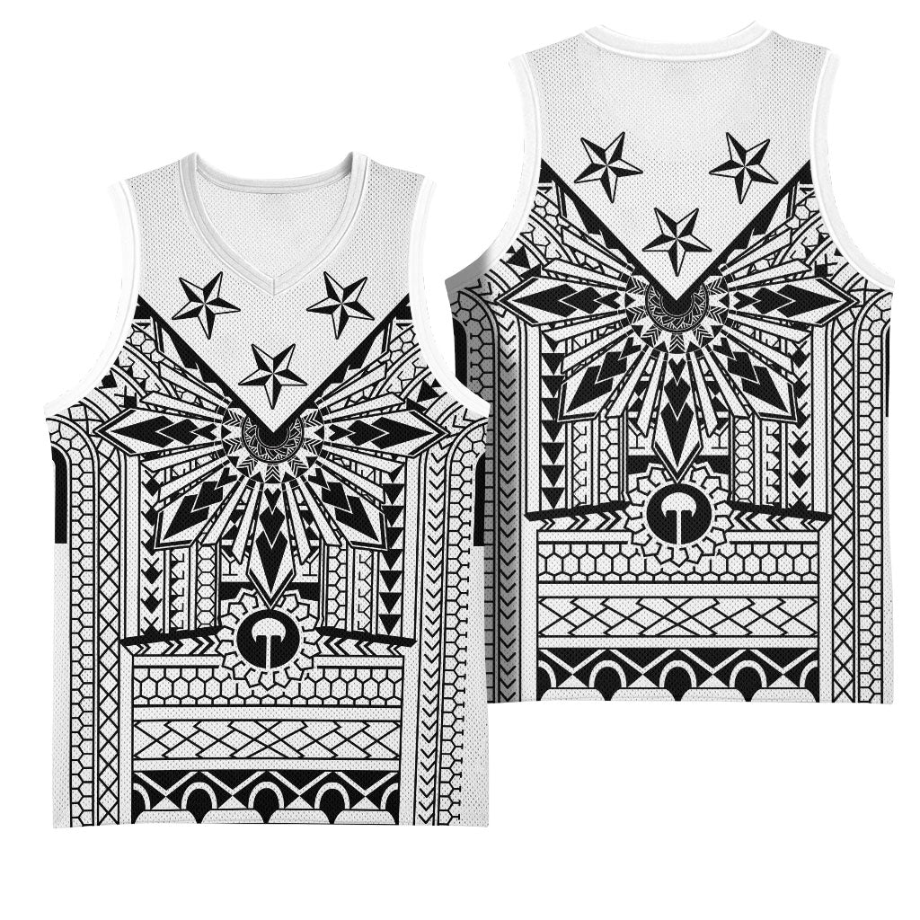 White Philippines Sun Star Basketball Jersey Igorot Tribal Inspiration LT05 - Polynesian Pride