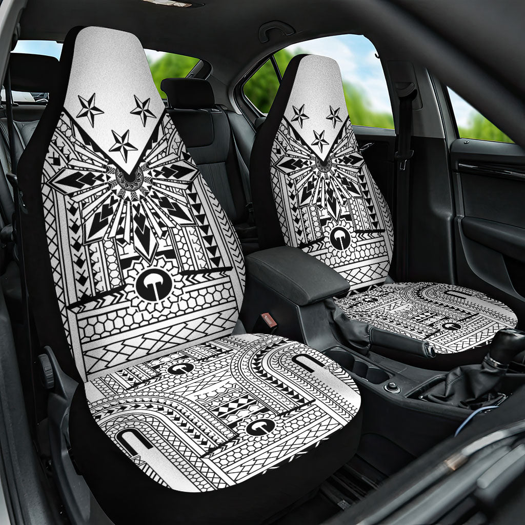 White Philippines Sun Star Car Seat Cover Igorot Tribal Inspiration LT05 One Size White - Polynesian Pride