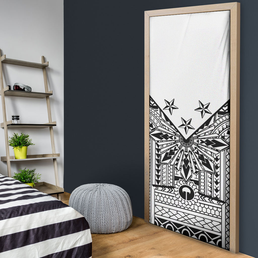 White Philippines Sun Star Door Cover Igorot Tribal Inspiration LT05 - Polynesian Pride