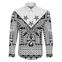 White Philippines Sun Star Family Matching Long Sleeve Bodycon Dress and Hawaiian Shirt Igorot Tribal Inspiration LT05 Dad's Shirt - Long Sleeve White - Polynesian Pride