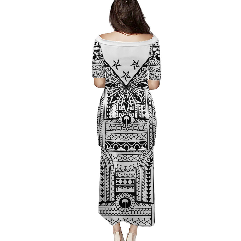 White Philippines Sun Star Family Matching Puletasi and Hawaiian Shirt Igorot Tribal Inspiration LT05 - Polynesian Pride