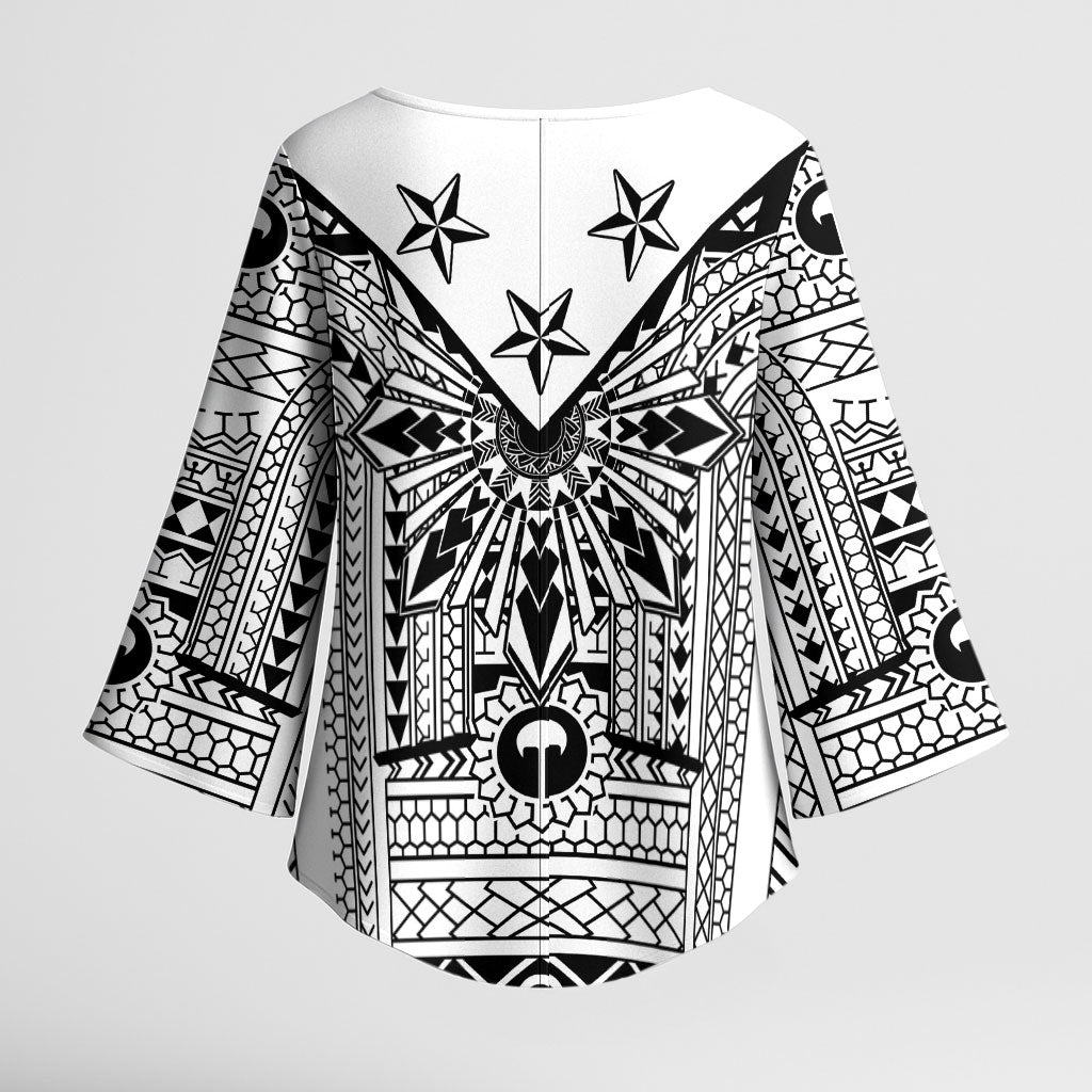 White Philippines Sun Star Kimono Sleeve Blouse Igorot Tribal Inspiration LT05 - Polynesian Pride