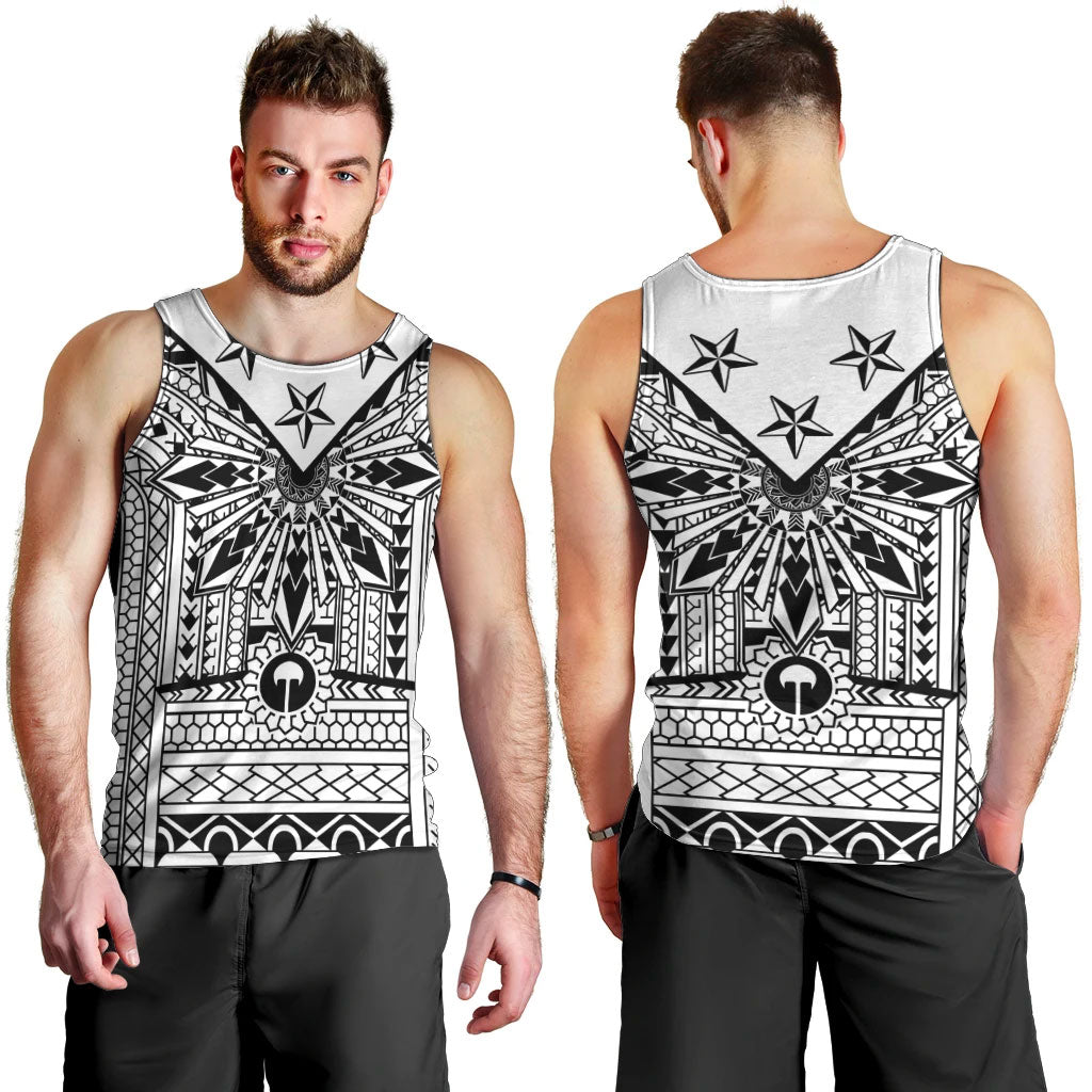 White Philippines Sun Star Men Tank Top Igorot Tribal Inspiration LT05 - Polynesian Pride
