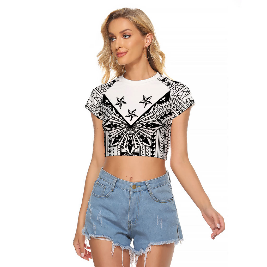 White Philippines Sun Star Raglan Cropped T Shirt Igorot Tribal Inspiration LT05 Female White - Polynesian Pride