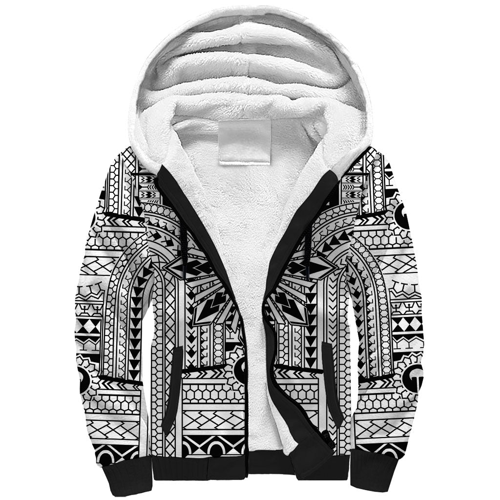 White Philippines Sun Star Sherpa Hoodie Igorot Tribal Inspiration