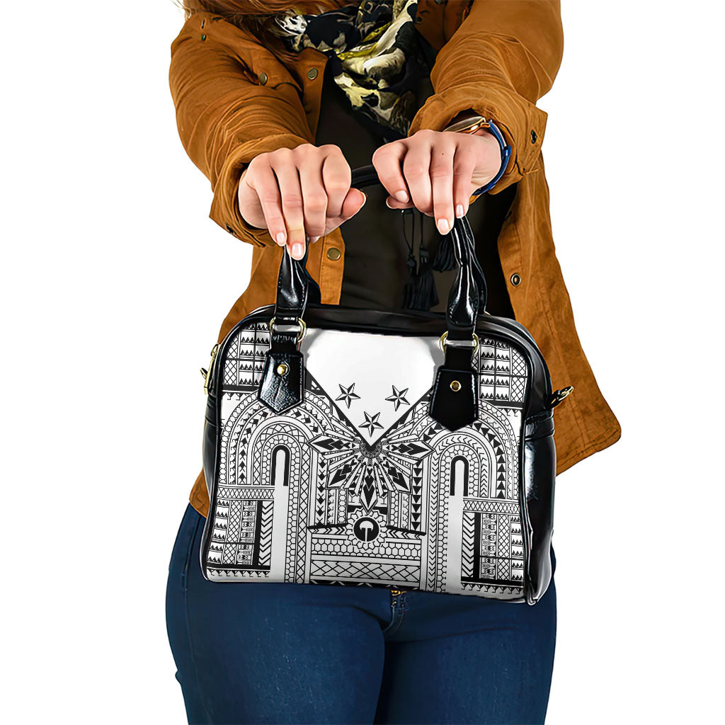 White Philippines Sun Star Shoulder Handbag Igorot Tribal Inspiration LT05 One Size White - Polynesian Pride