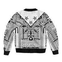 White Philippines Sun Star Sleeve Zip Bomber Jacket Igorot Tribal Inspiration LT05 - Polynesian Pride