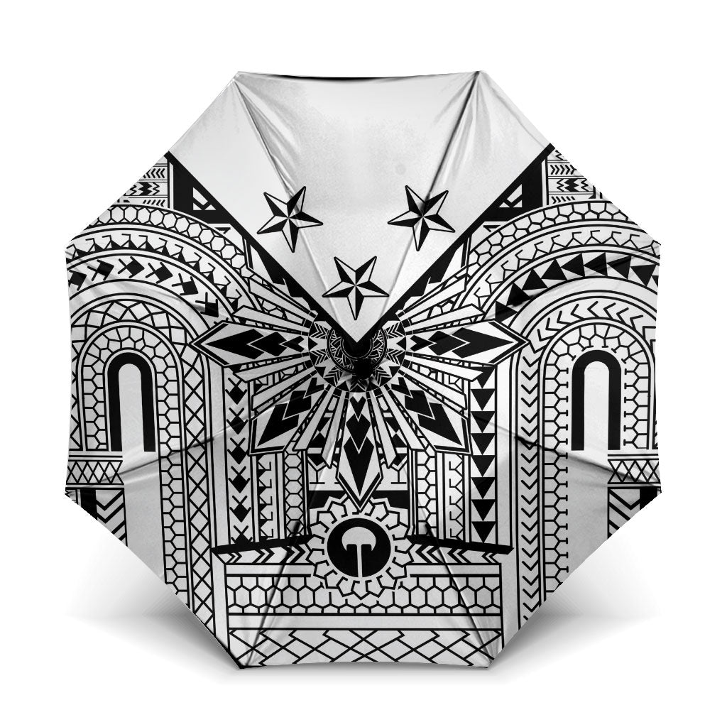 White Philippines Sun Star Umbrella Igorot Tribal Inspiration LT05 One Size Folded 11.42 inch Opened Diameter 37.4 inch White - Polynesian Pride