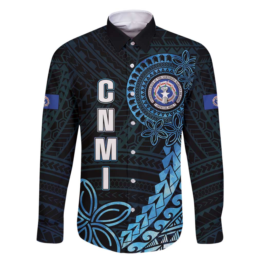 Personalized Northern Mariana Islands 78th Liberation Day Family Matching Mermaid Dress and Hawaiian Shirt LT05 Dad's Shirt - Long Sleeve Blue - Polynesian Pride