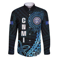 Personalized Northern Mariana Islands 78th Liberation Day Family Matching Mermaid Dress and Hawaiian Shirt LT05 Dad's Shirt - Long Sleeve Blue - Polynesian Pride