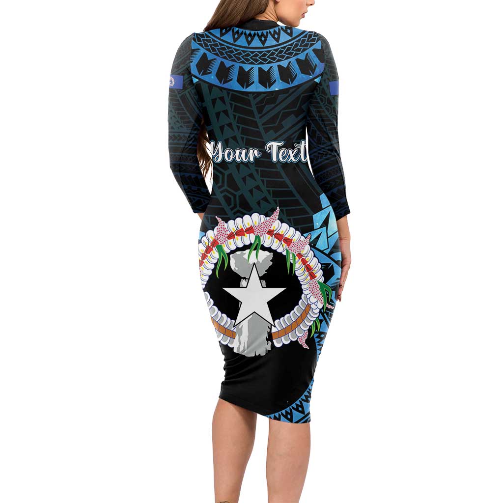 Personalized Northern Mariana Islands 78th Liberation Day Long Sleeve Bodycon Dress LT05 - Polynesian Pride