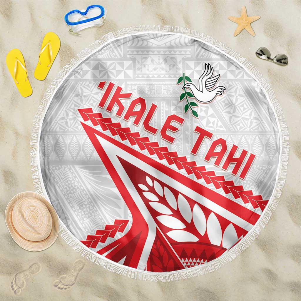 Tonga Rugby 2024 Pacific Beach Blanket Go Ikale Tahi LT05 One Size 150cm White - Polynesian Pride