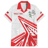 Custom Tonga Rugby 2024 Pacific Family Matching Off Shoulder Short Dress and Hawaiian Shirt Go Ikale Tahi LT05 Dad's Shirt - Short Sleeve White - Polynesian Pride