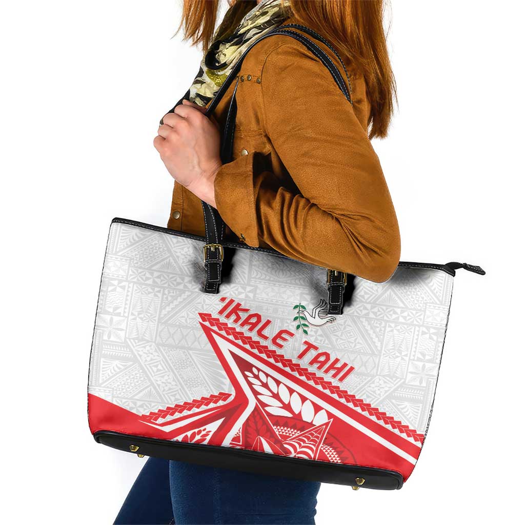Tonga Rugby 2024 Pacific Leather Tote Bag Go Ikale Tahi LT05 White - Polynesian Pride