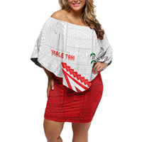 Custom Tonga Rugby 2024 Pacific Off Shoulder Short Dress Go Ikale Tahi LT05 Women White - Polynesian Pride
