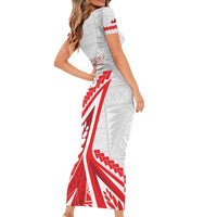 Custom Tonga Rugby 2024 Pacific Short Sleeve Bodycon Dress Go Ikale Tahi LT05 - Polynesian Pride