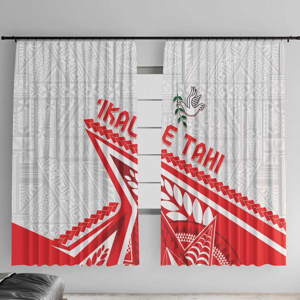 Tonga Rugby 2024 Pacific Window Curtain Go Ikale Tahi LT05 With Hooks White - Polynesian Pride
