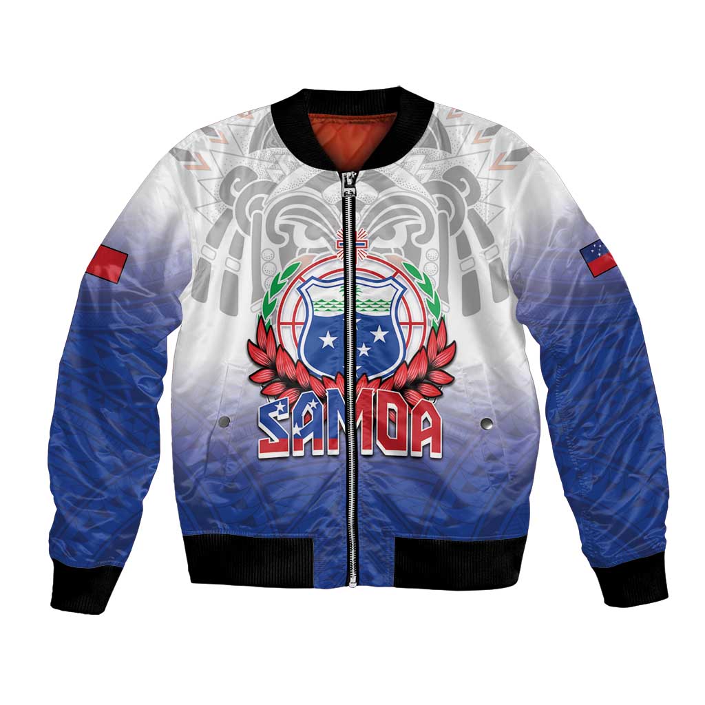 Custom Samoa Rugby 2024 Pacific Bomber Jacket Go Manu Samoa LT05 Unisex Blue - Polynesian Pride