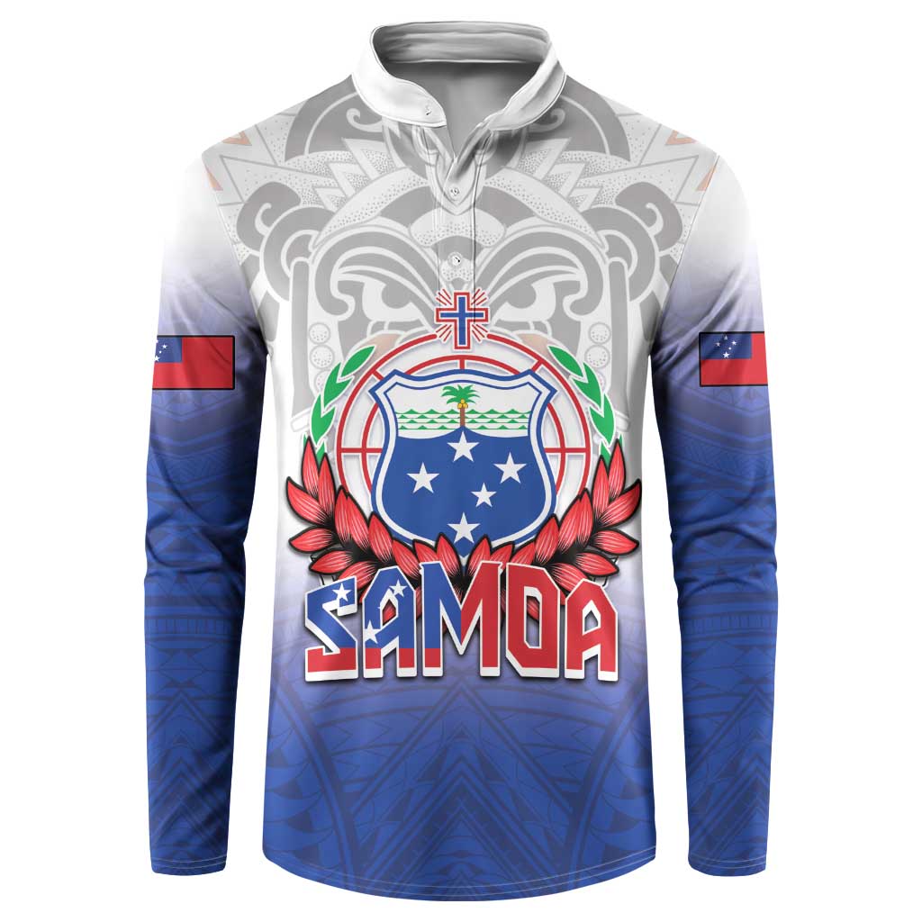 Custom Samoa Rugby 2024 Pacific Button Sweatshirt Go Manu Samoa LT05 Blue - Polynesian Pride