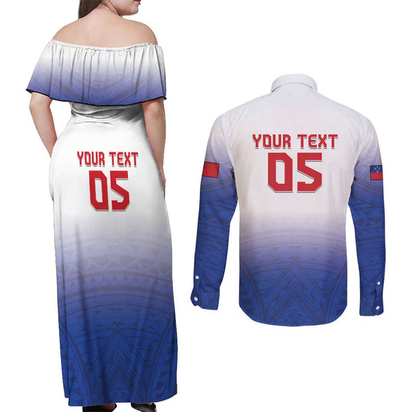 Samoa Rugby Couples Matching Summer Maxi Dress and Long Sleeve Button Shirts Manu Samoa Ula Fala Dabbing Ball Polynesian Green Version LT14 main image 1