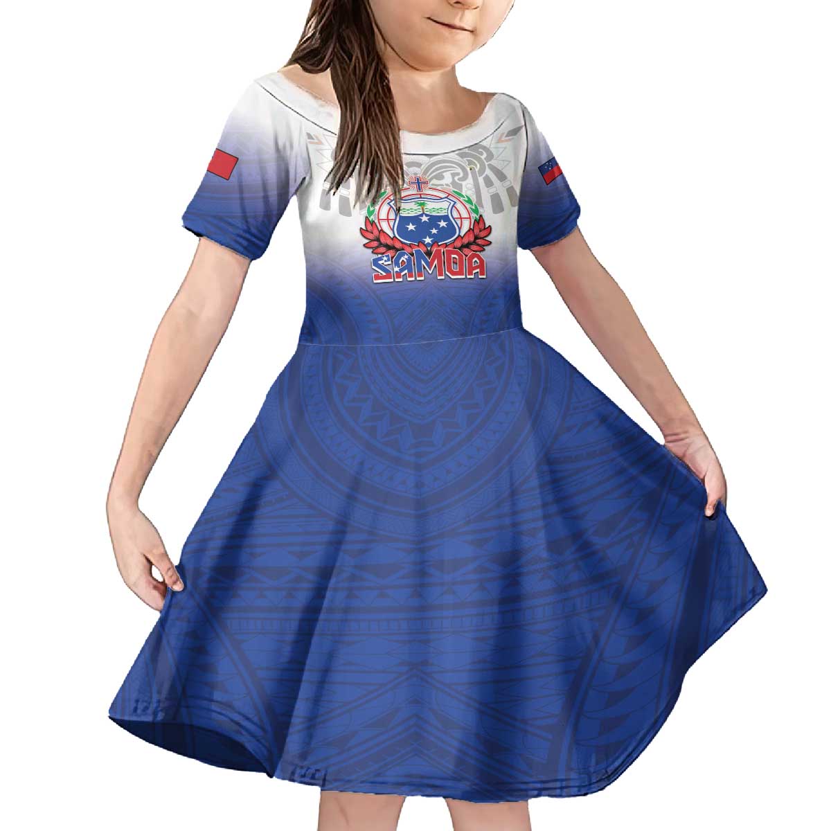 Custom Samoa Rugby 2024 Pacific Family Matching Off The Shoulder Long Sleeve Dress and Hawaiian Shirt Go Manu Samoa